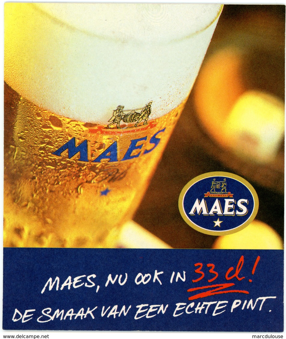 Belgium. Maes, Nu Ook In 33 Cl! De Smaak Van Een Echte Pint. Afmetingen - Dimensions: 180 Mm X 210 Mm. Aussi En 33 Cl. - Sous-bocks