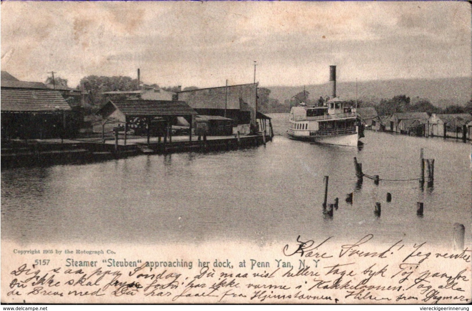 ! Old Postcard Penn Yan, New York,  Dampfer, Steamer Steuben, Ship Dock, 1905, USA - Sonstige & Ohne Zuordnung