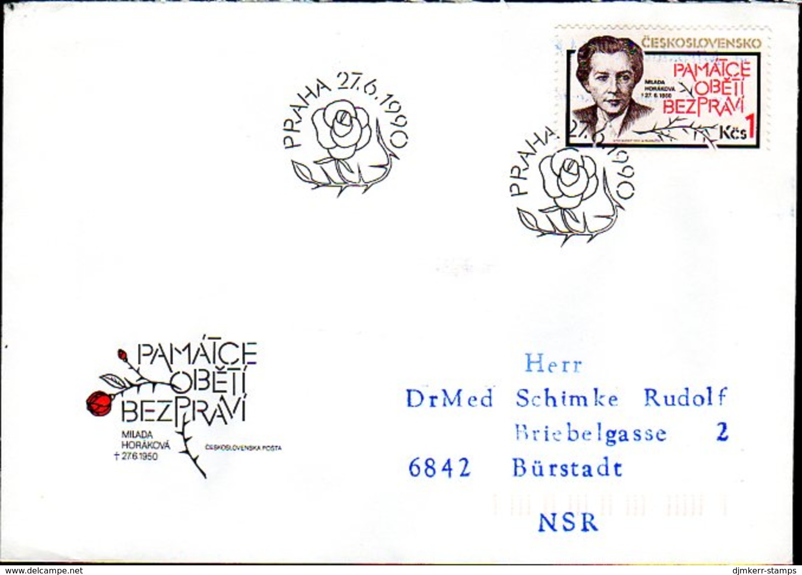 CZECHOSLOVAKIA 1990 Horakova FDC   Michel 3054 - FDC