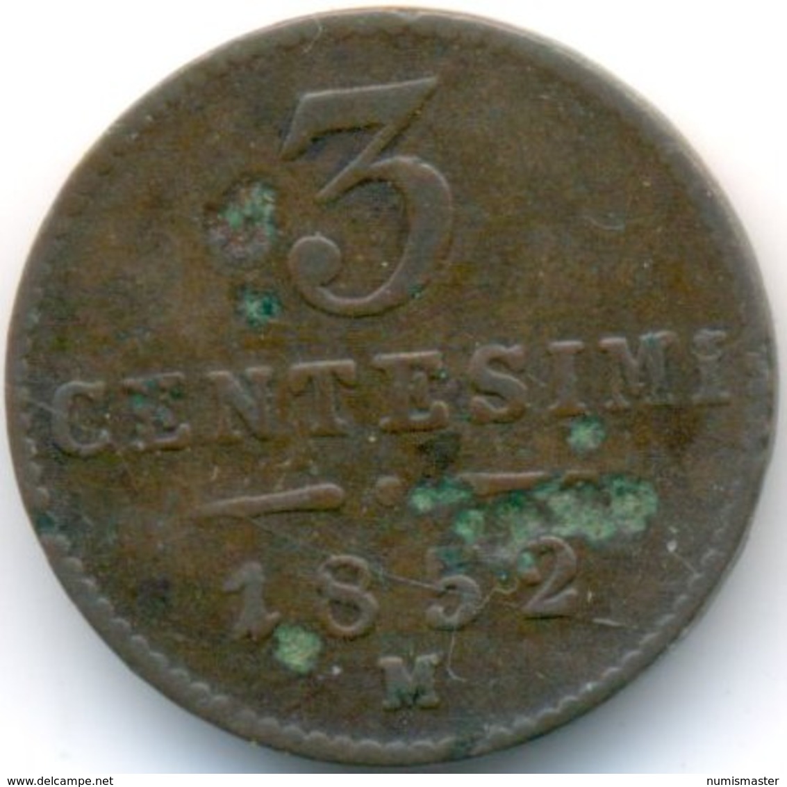 LOMBARDIA 3 CENTESIMI 1852 M - Austrian Administration