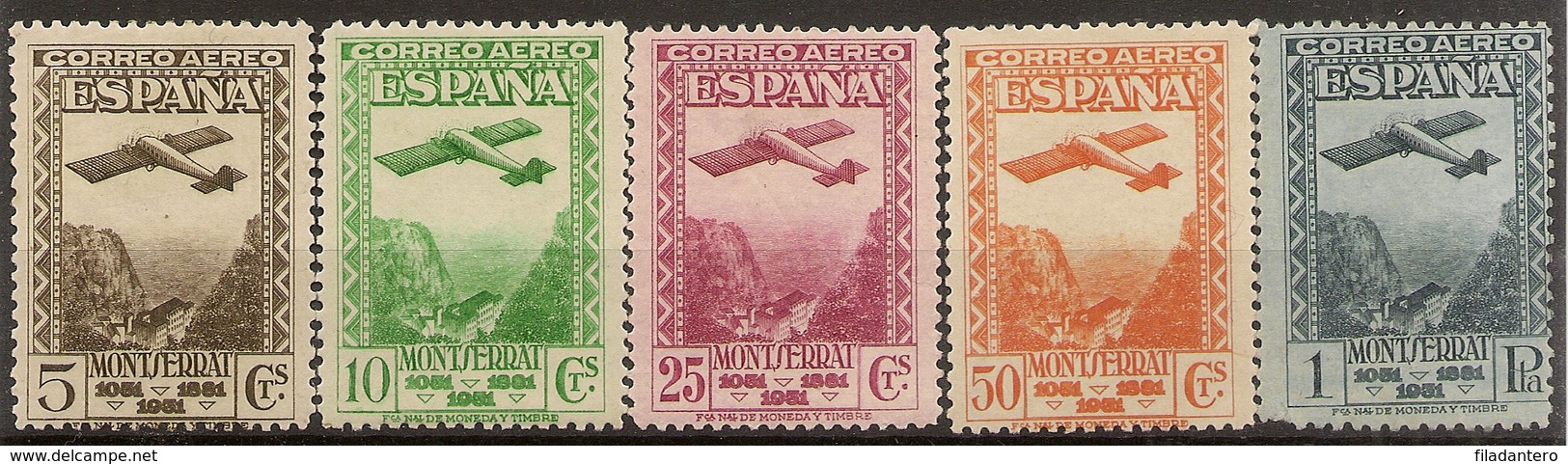 Edifil 650/654* Mh  Centenario Monserrat Aéreo  1931 Serie Completa  1931 NL1304 - Nuevos