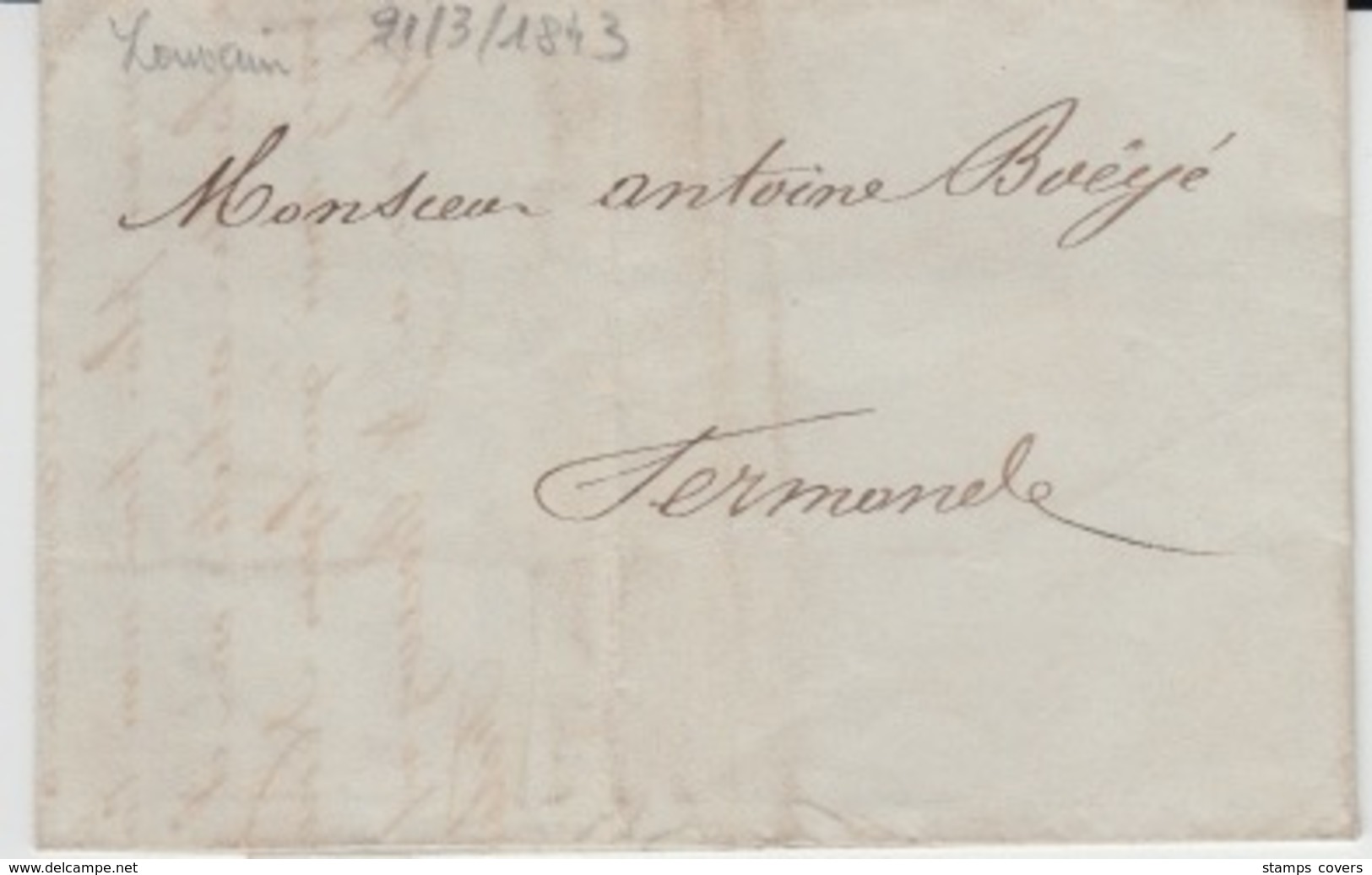 BELGIUM USED COVER 21 MARS  1841 LOUVAIN TERMONDE - 1830-1849 (Belgique Indépendante)