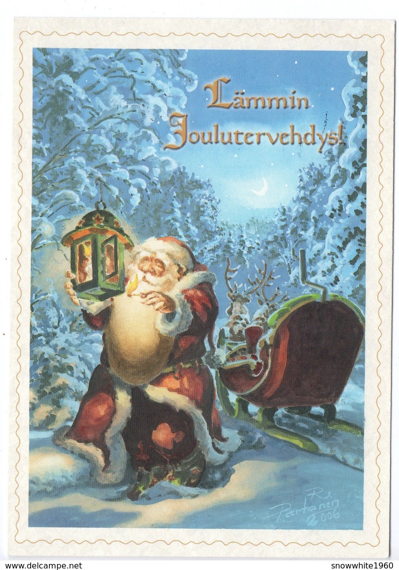 CHRISTMAS POSTCARD FINLAND - SANTA CLAUS - REINDEER  SLEIGH - Artist Signed: PARTANEN - 2013 - Autres & Non Classés