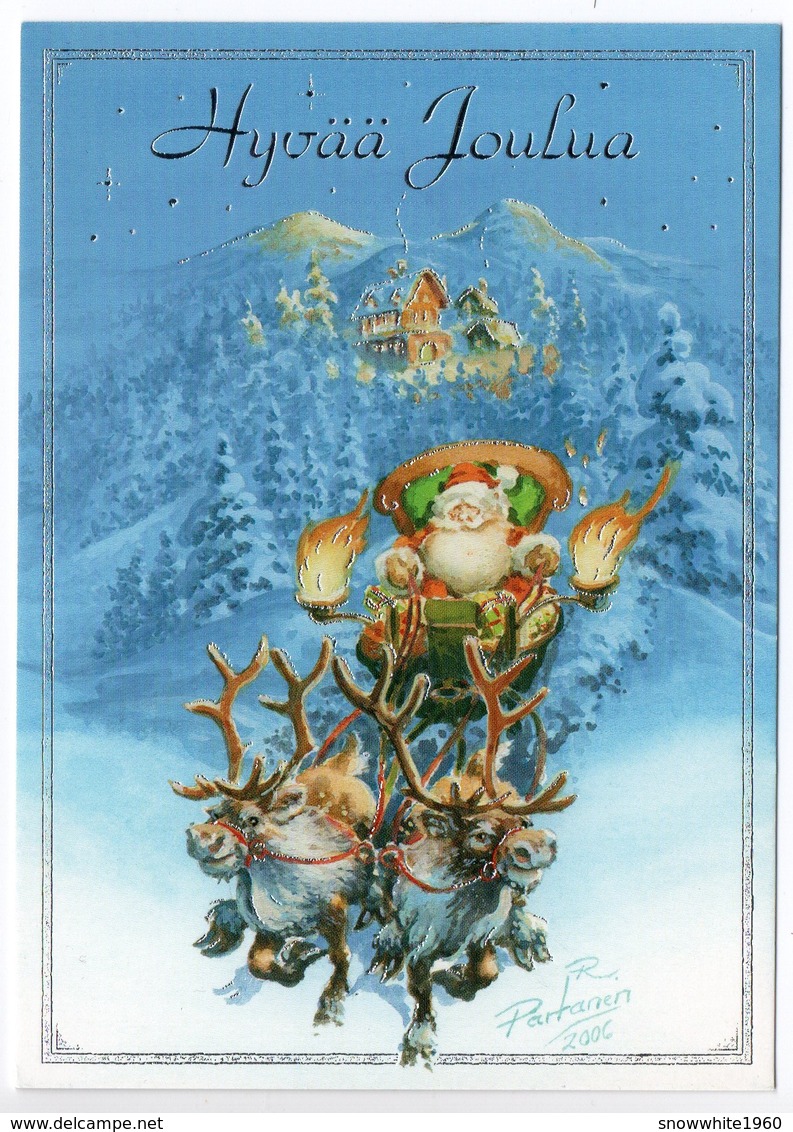 CHRISTMAS POSTCARD FINLAND - SANTA CLAUS - REINDEER  SLEIGH - Artist Signed: PARTANEN - 2010 - Autres & Non Classés