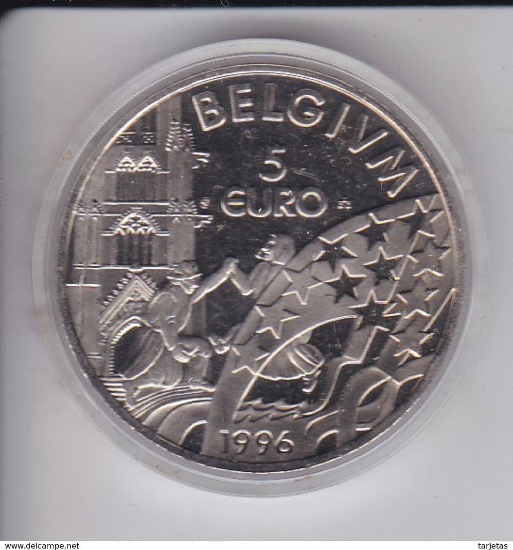 MONEDA DE PRUEBA DE BELGICA DE 5 EUROS DEL AÑO 1996 (NUEVA EN CAPSULA) - Bélgica