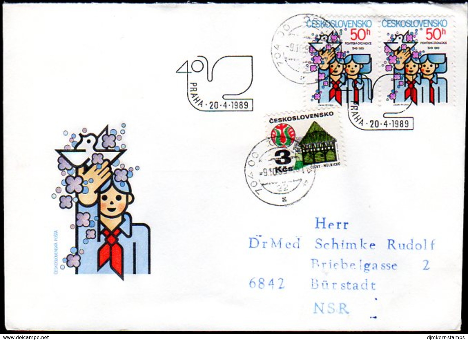 CZECHOSLOVAKIA 1989 Socialist Youth Pioneers FDC   Michel 3000 - FDC