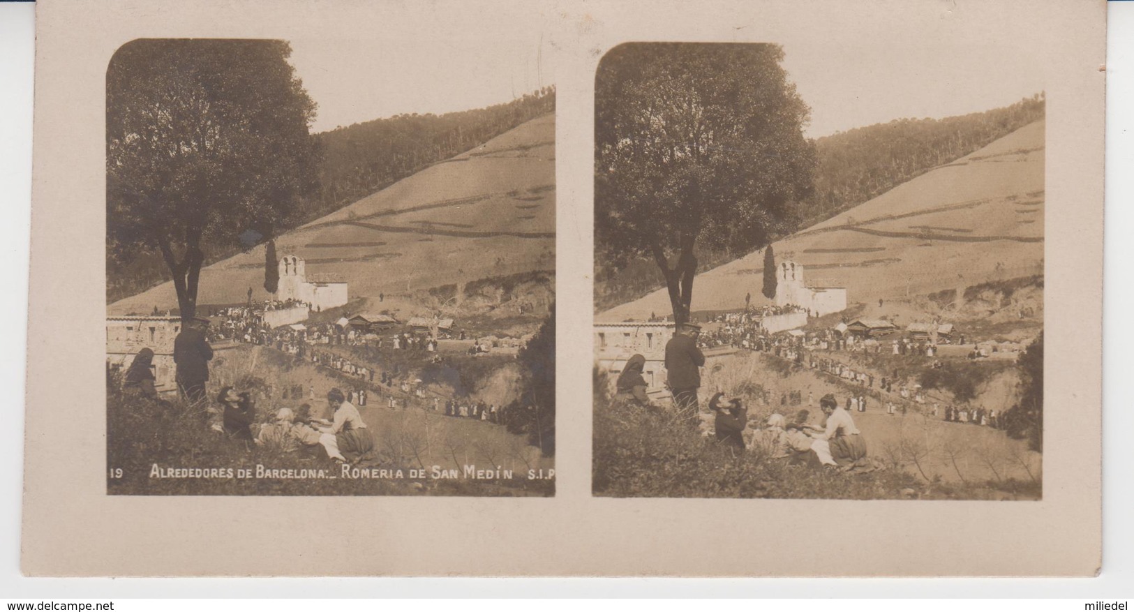 SU 022 / Photos Stéréoscopiques  - ESPAGNE -ALREDEDORES DE  BARCELONA - ROMERIA De SAN MEDIN - Stereoscopic