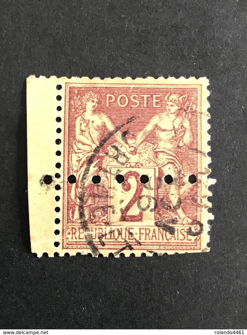 FRANCE N° 85 Sage 1876/78 Sigle 1 6 Trous Indice 3 Perforé Perforés Perfins Perfin !! - Andere & Zonder Classificatie