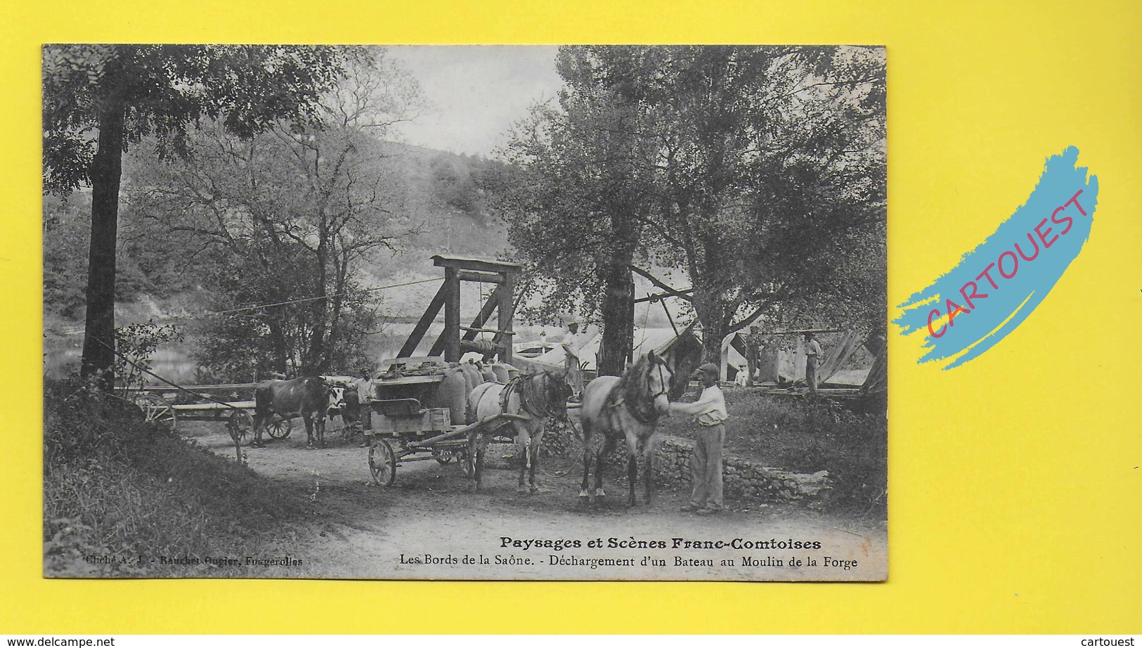 CPA VEREUX 70 ֎ Déchargement D'un Bateau Au Moulin De La FORGE ֎ 1909 Attelage Boeufs & Chevaux - Autres & Non Classés