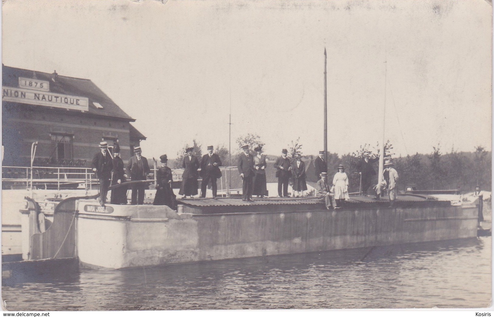 Fotokaart, Carte Photo, Groep Mensen In Brussel Op En Oude Boot. Meer Text Op Rug. - Transport Urbain En Surface