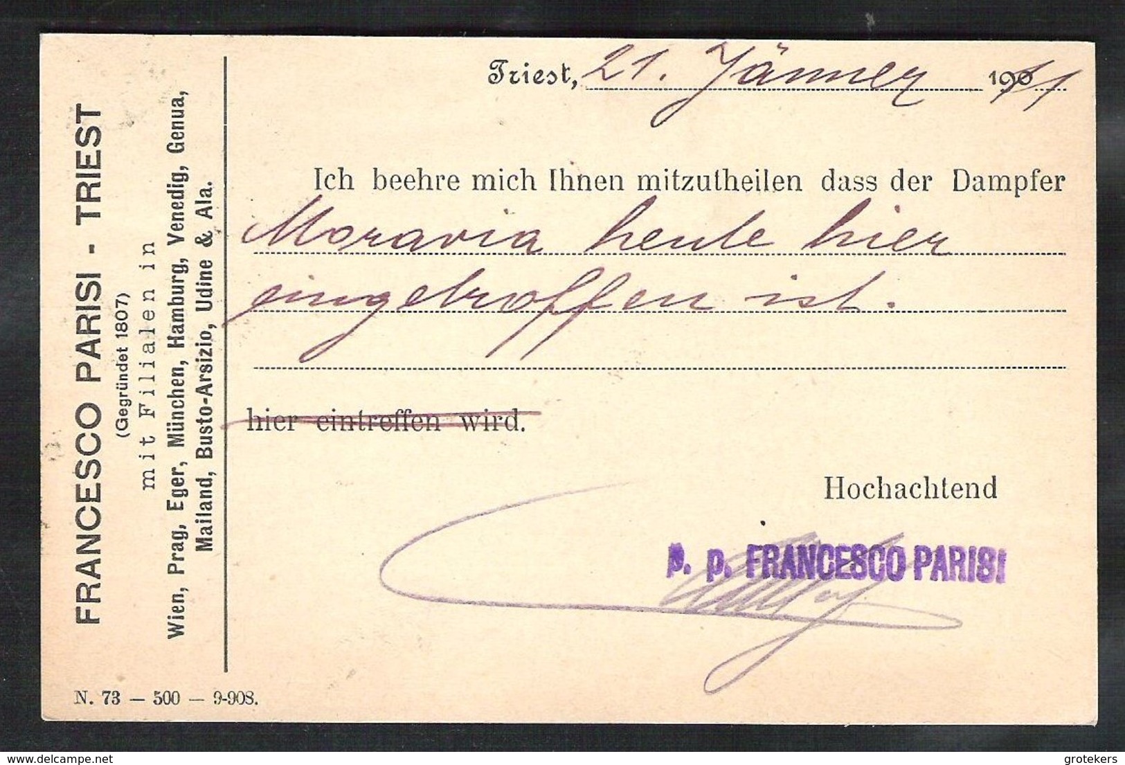 AUSTRIA Postal Stationery Mi. P 195 Sent 1911 From TRIEST 2 To HOF (Bayern) - Andere & Zonder Classificatie