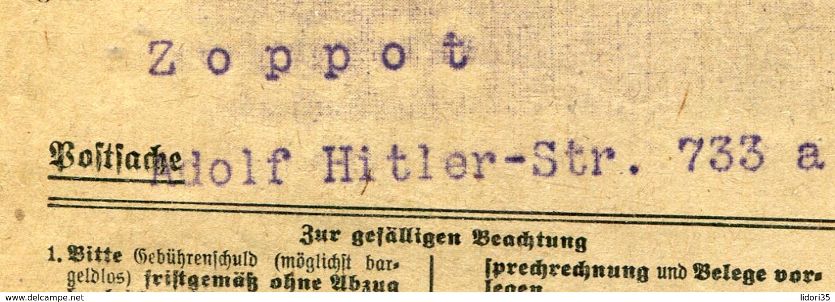 Danzig / 1943 / Brief "Fernsprechamt" Steg-Stempel ZAPPOT, Rs. Werbung Ideal-Schreibmaschinen (12652) - Sonstige & Ohne Zuordnung