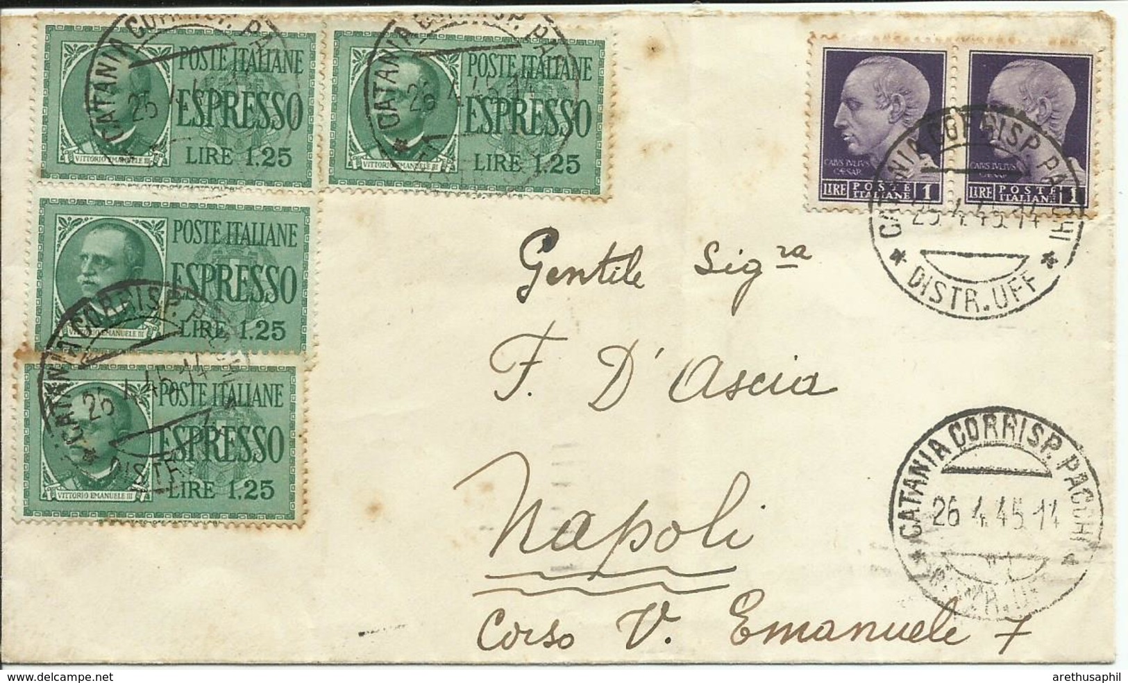 LUC144-Espresso Con Coppia 1 £ Imperiale S.f. + 4x 1,25 £ Expr. Imperiale 26.04.1945 - Bello - Storia Postale