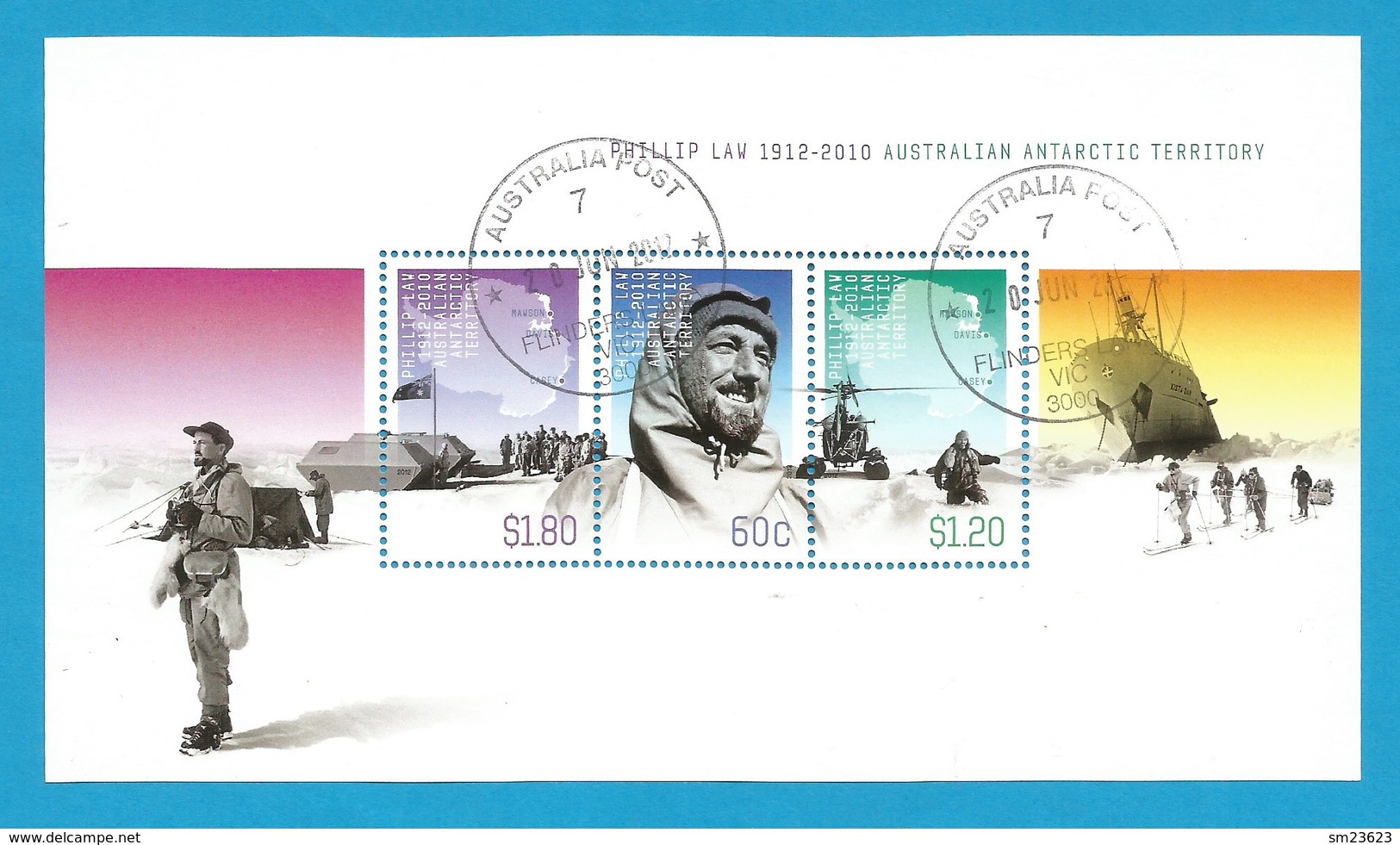 AAT 2012 Mi.Nr. Sheet 8 (200/202) , Philip Law Australian Antarctic  Expedition - Gestempelt / Fine Used / (o) - Used Stamps