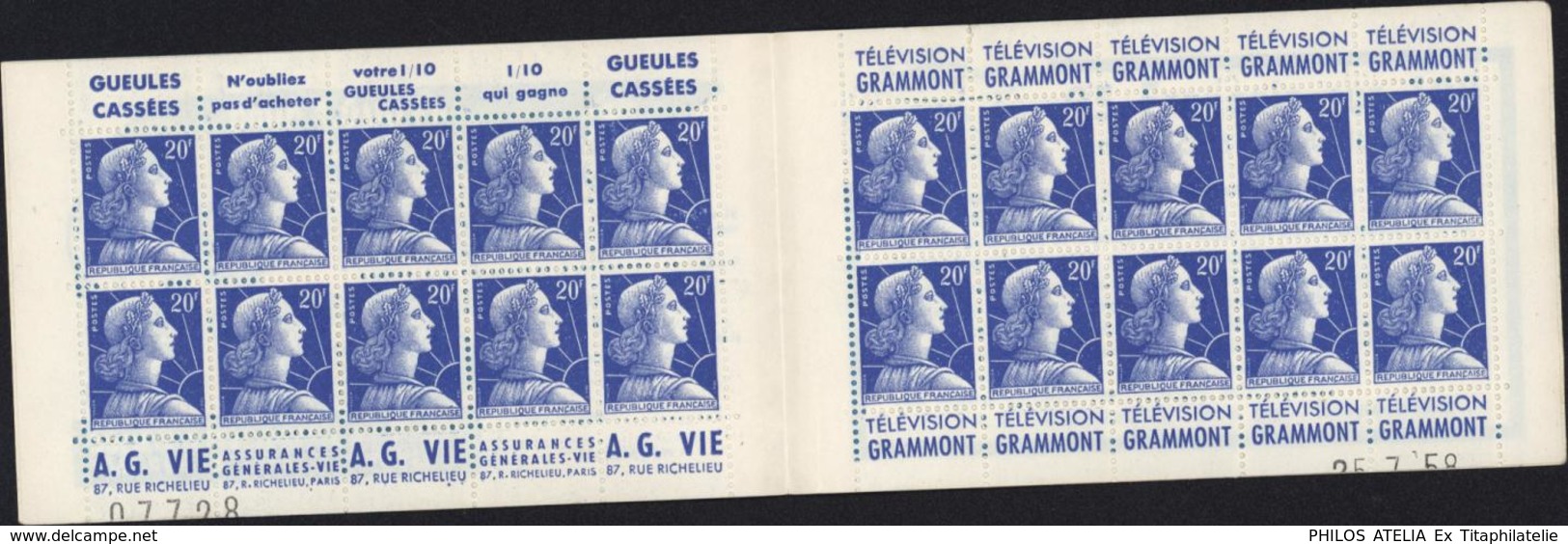 Carnet YT 1011B C17 Gueules Cassées Grammont AG Vie Série 11.58 Horlogerie Appareil Photo - Otros & Sin Clasificación