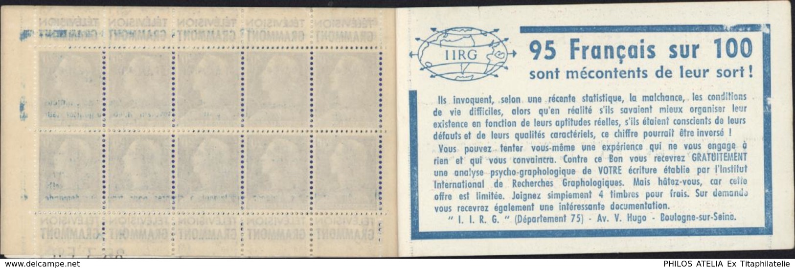 Carnet YT 1011B C17 Gueules Cassées Grammont AG Vie Série 11.58 Horlogerie Appareil Photo - Otros & Sin Clasificación