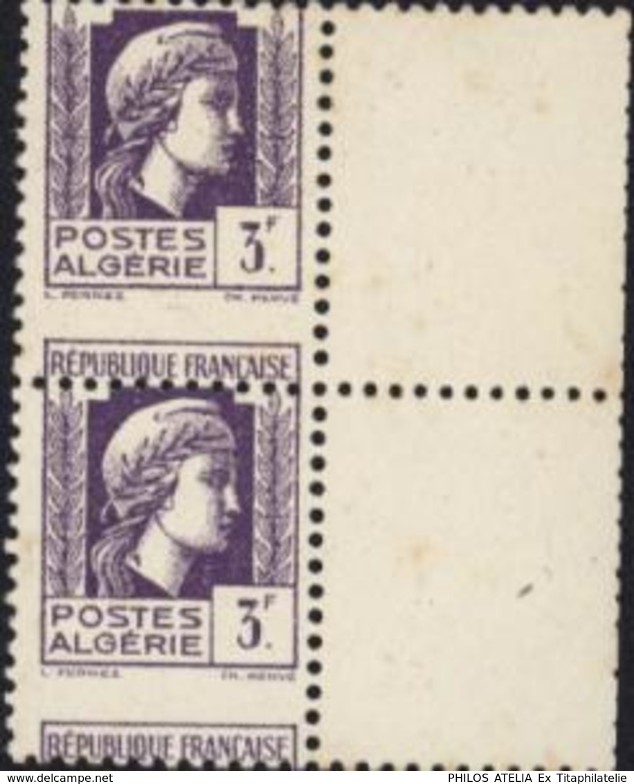 Postes Algérie République Française YT 216 X2 Avec Fort Décalage De Piquage Et Bord De Feuille - Autres & Non Classés