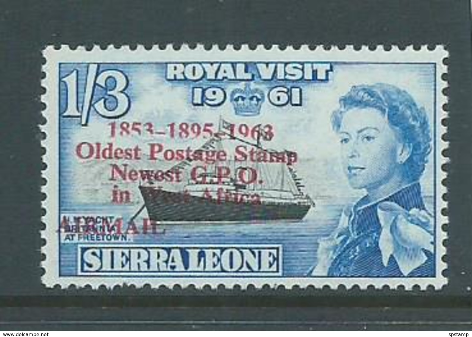 Sierra Leone 1963 Postal Anniversary 1/3 Airmail  " 1895 For 1859 " Variety MNH - Sierra Leone (1961-...)