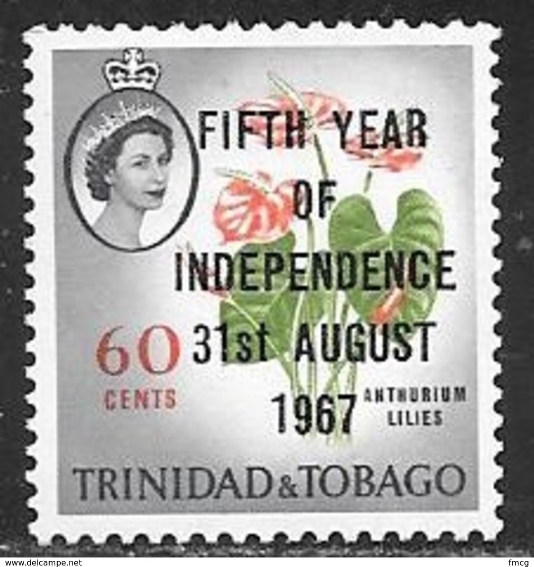 1967 60 Cents 5th Year Of Independence, Overprint, Mint Never Hinged - Trinidad & Tobago (1962-...)