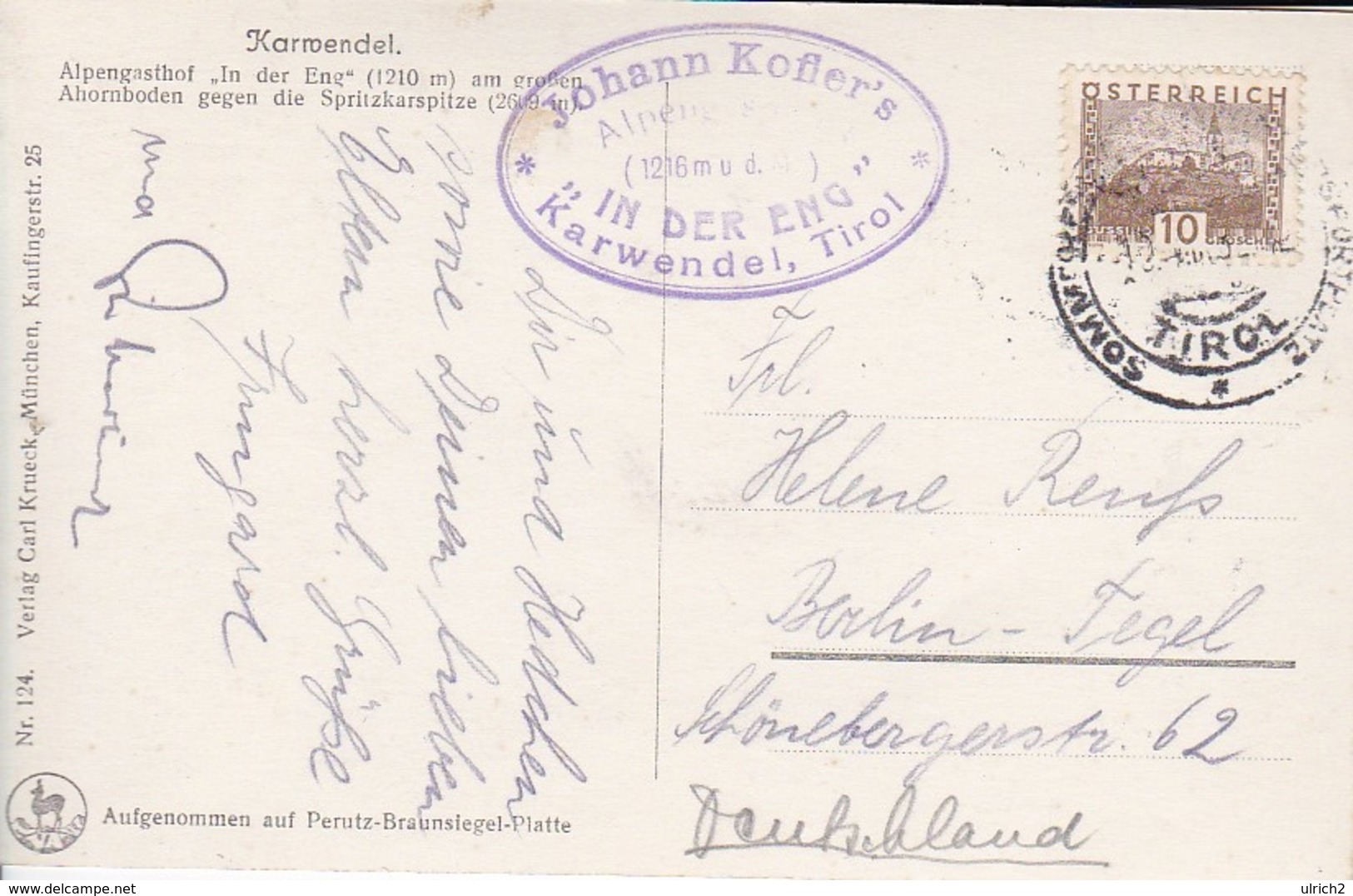 AK Karwendel - Alpengasthof "In Der Eng" - 1932 (40593) - Vomp