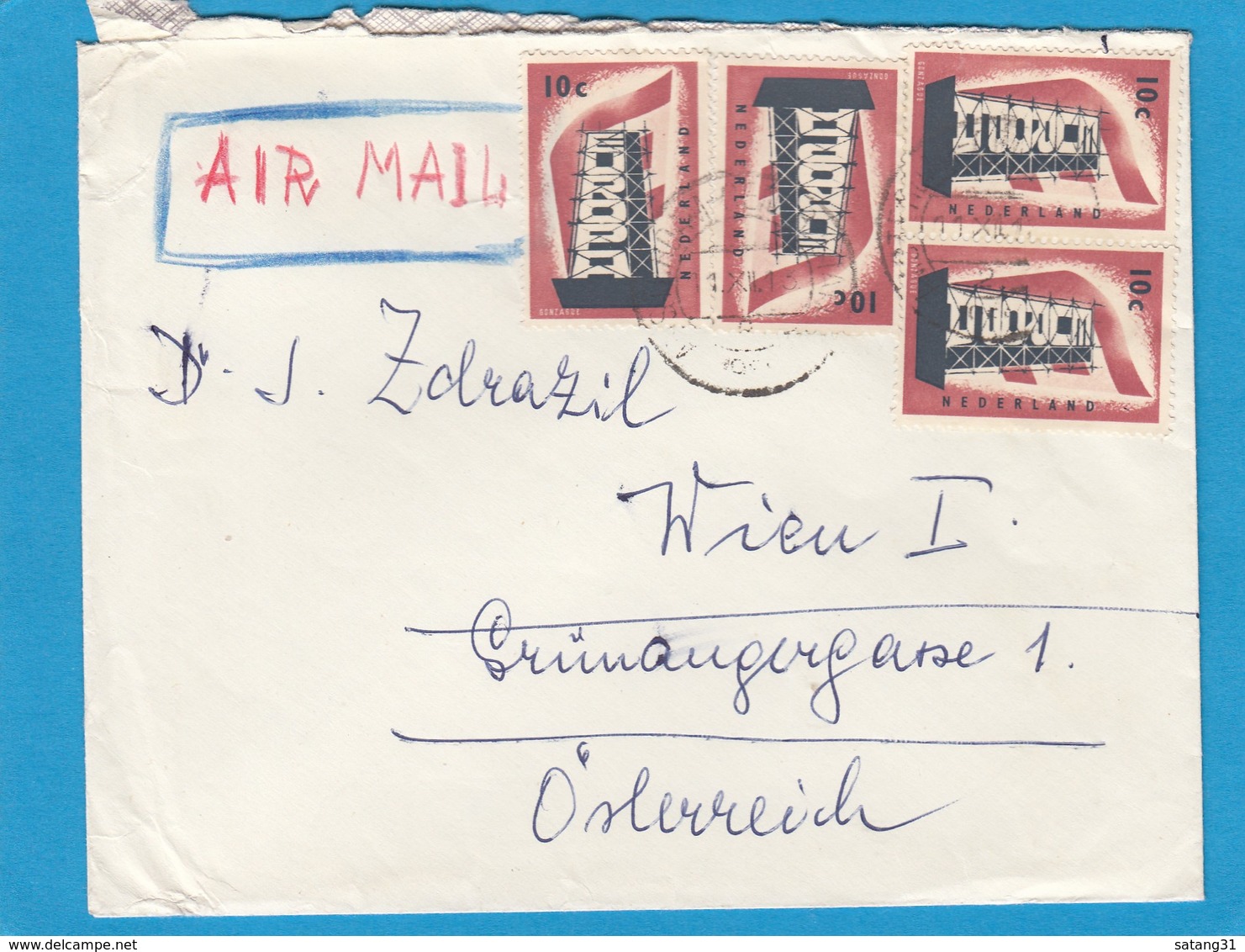 LUFTPOSTBRIEF MIT 4 X 10 CTS,EUROPA 1956. - Briefe U. Dokumente