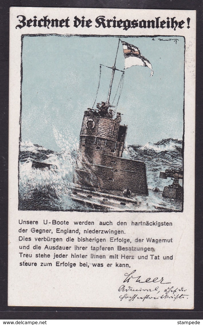 WWI 1917 "ZEICHNET DIE KRIEGSANLEIHE"  " U-BOOT PC MARINE SCHIFFPOST # 87"  (STAMPEDE 18879) - Weltkrieg 1914-18