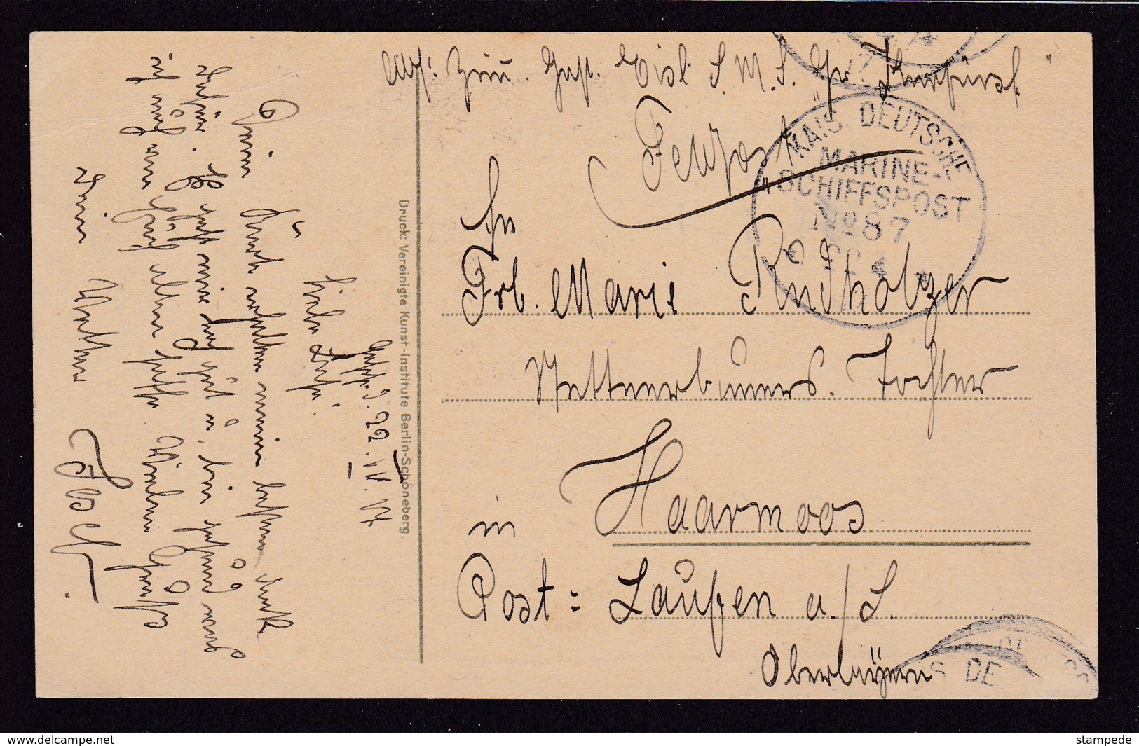WWI 1917 "ZEICHNET DIE KRIEGSANLEIHE"  " U-BOOT PC MARINE SCHIFFPOST # 87"  (STAMPEDE 18879) - Weltkrieg 1914-18