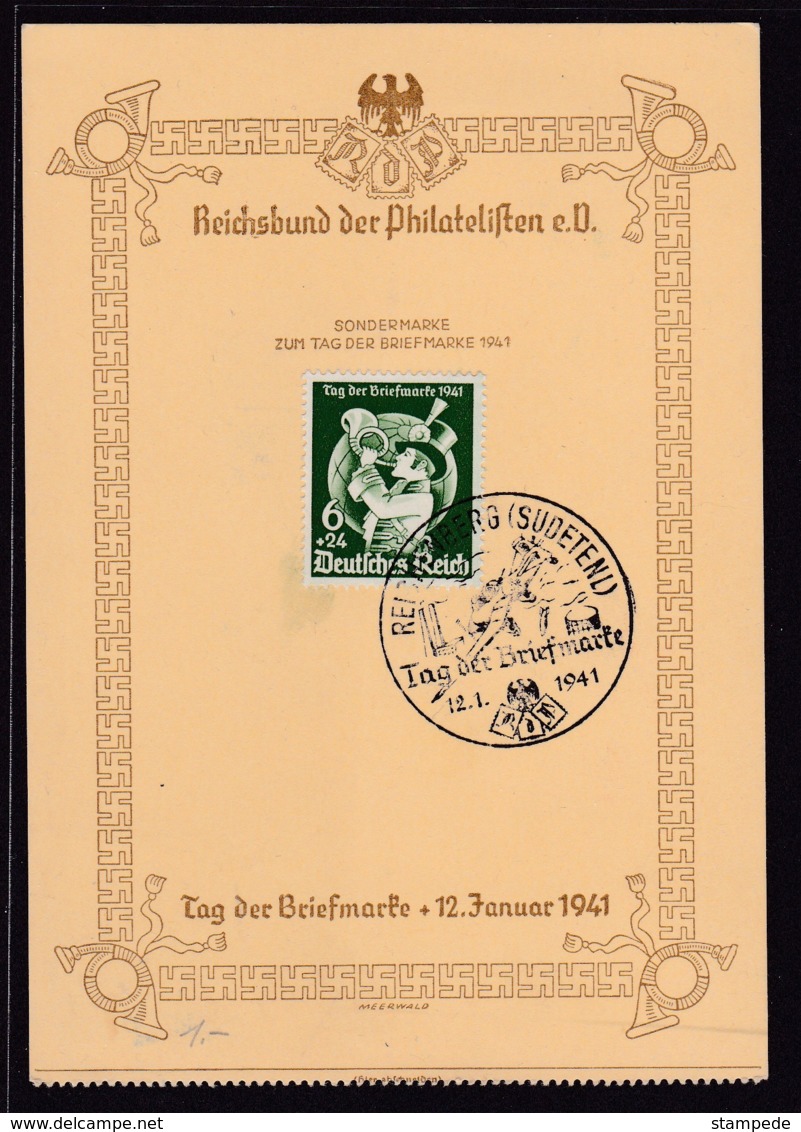 1941 SPECIAL SOUVENIR CARD "STAMP DAY / TAG DER BRIEFMARKE"   (STAMPEDE 18948) - Briefmarken (Abbildungen)