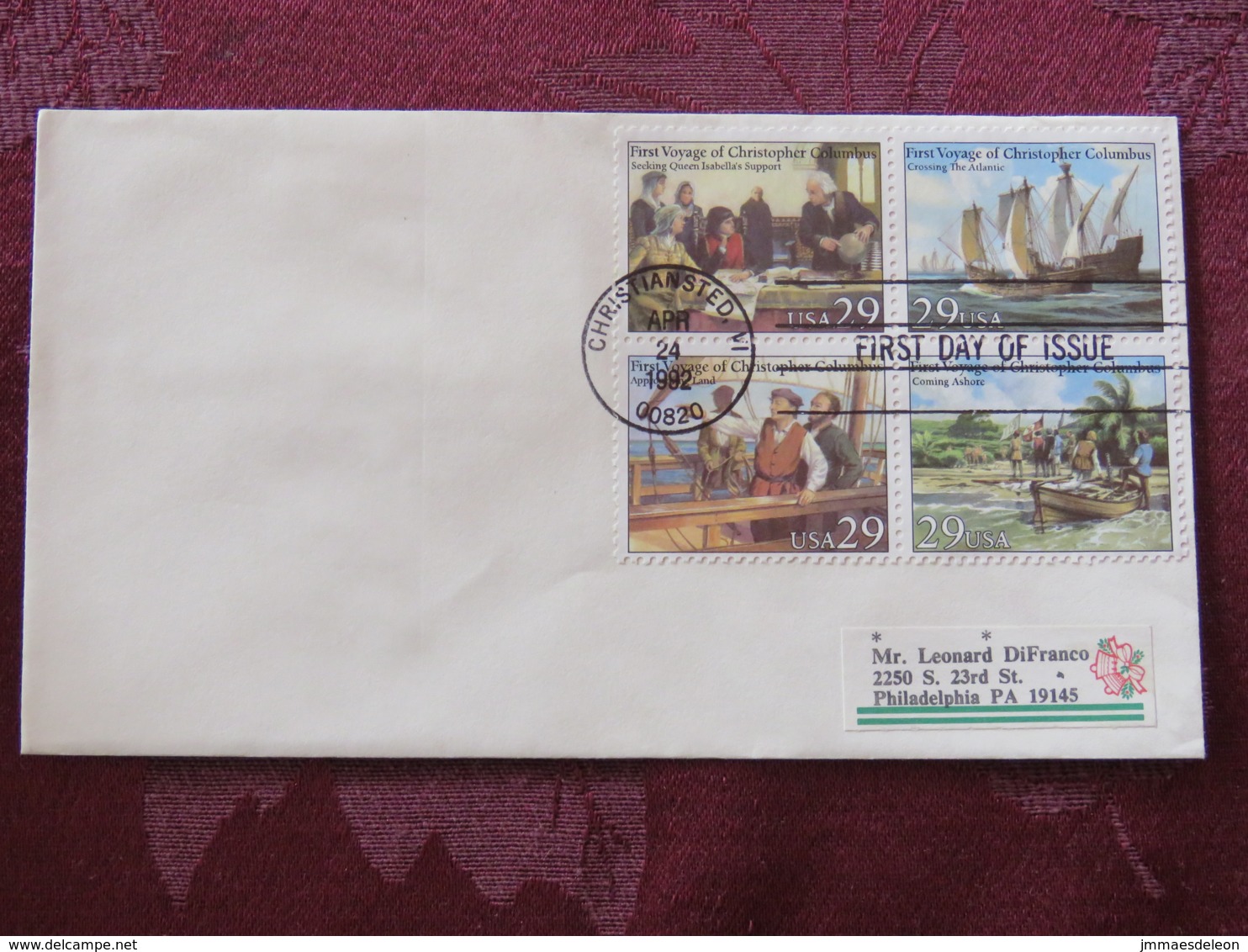 USA 1992 FDC Cover Christiansted Virgin Islands - Columbus Ships - Set - Lettres & Documents