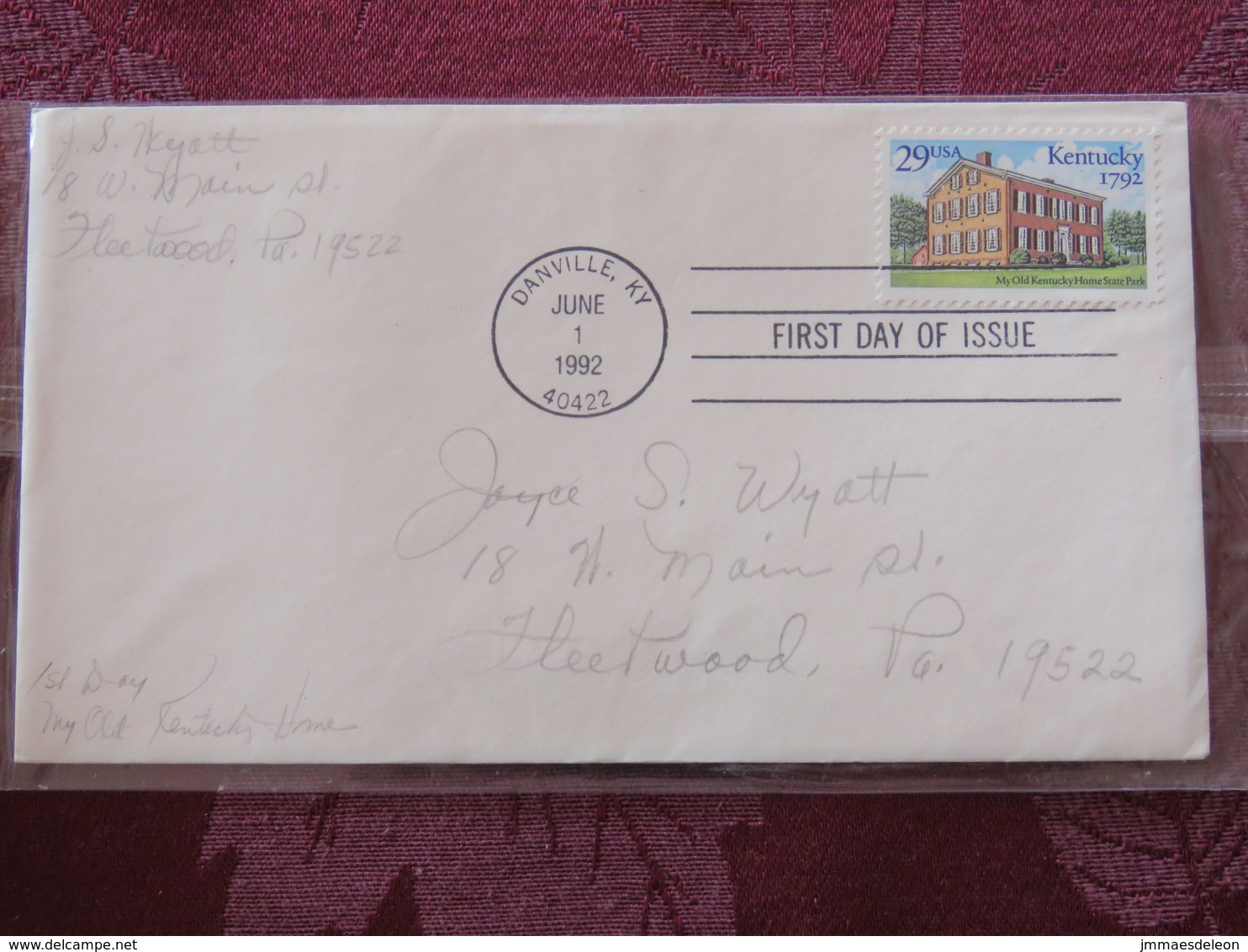 USA 1992 FDC Cover Danville - Kentucky Statehood - Lettres & Documents