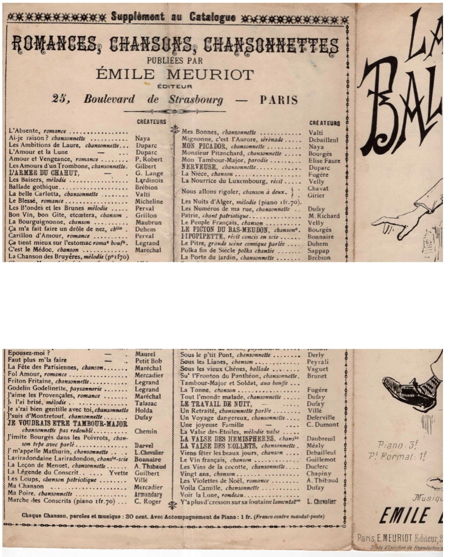 CAF CONC MONTMARTRE CHAT NOIR PARTITION*****XIX LA BALLADE DU GODIVEAU JOUY DUHEM 1892 ILL JONCHÈRE - Autres & Non Classés