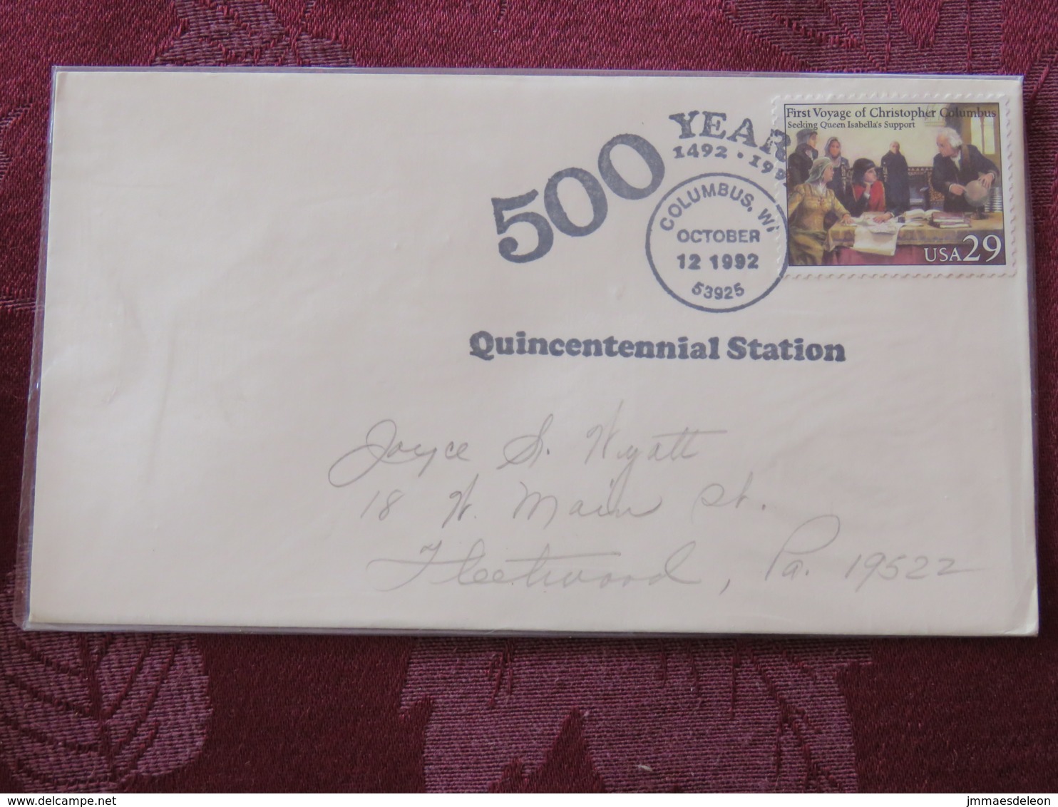 USA 1992 Special "Columbus, WI" Cover - Voyages Of Columbus - Ships - 500 Anniv. - Lettres & Documents