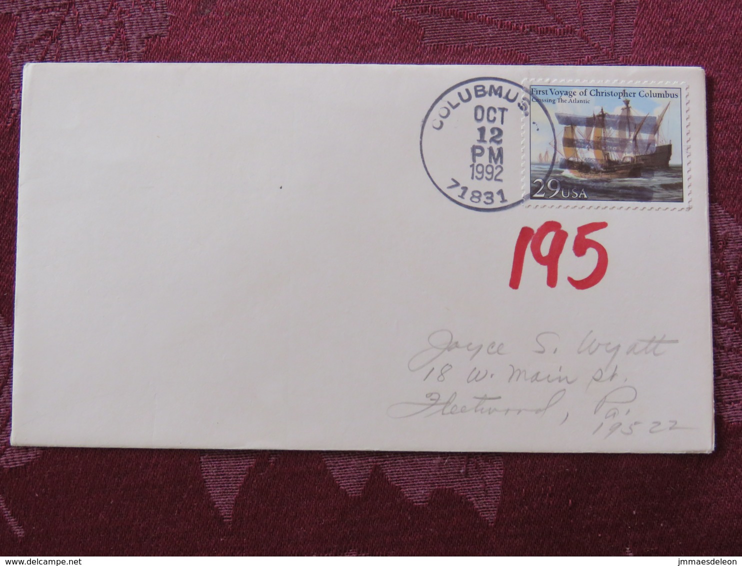 USA 1992 Special "Columbus, Arkansas" Cover - Voyages Of Columbus - Ships - Lettres & Documents