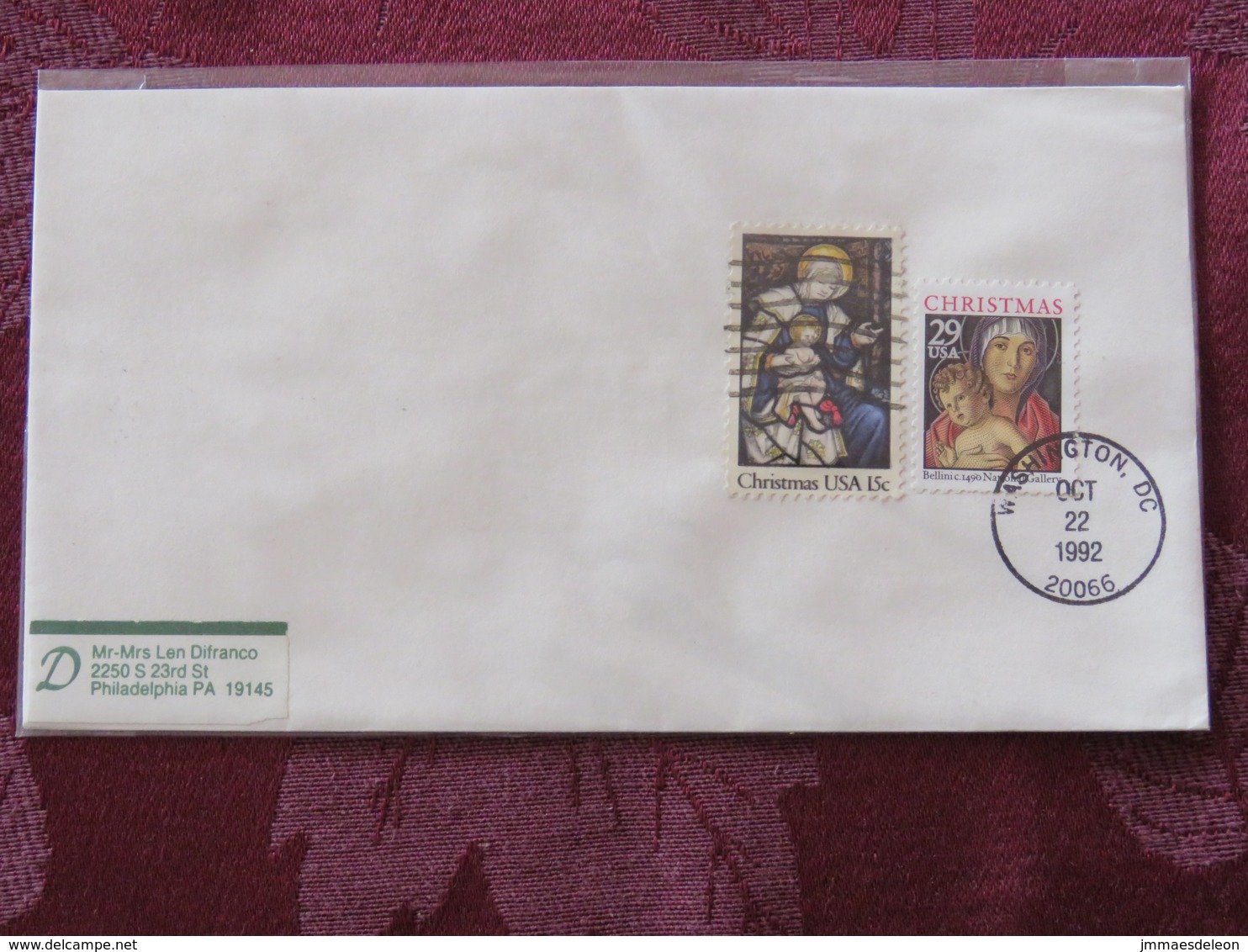 USA 1992 FDC Cover Washington - Christmas - Virgin And Child By Bellini - Lettres & Documents