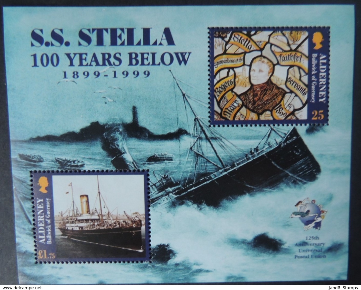 ALDERNEY 1999 WRECK OF SS STELLA MINIATURE SHEET 2 VALUES MNH MSA124 DISASTERS - Alderney