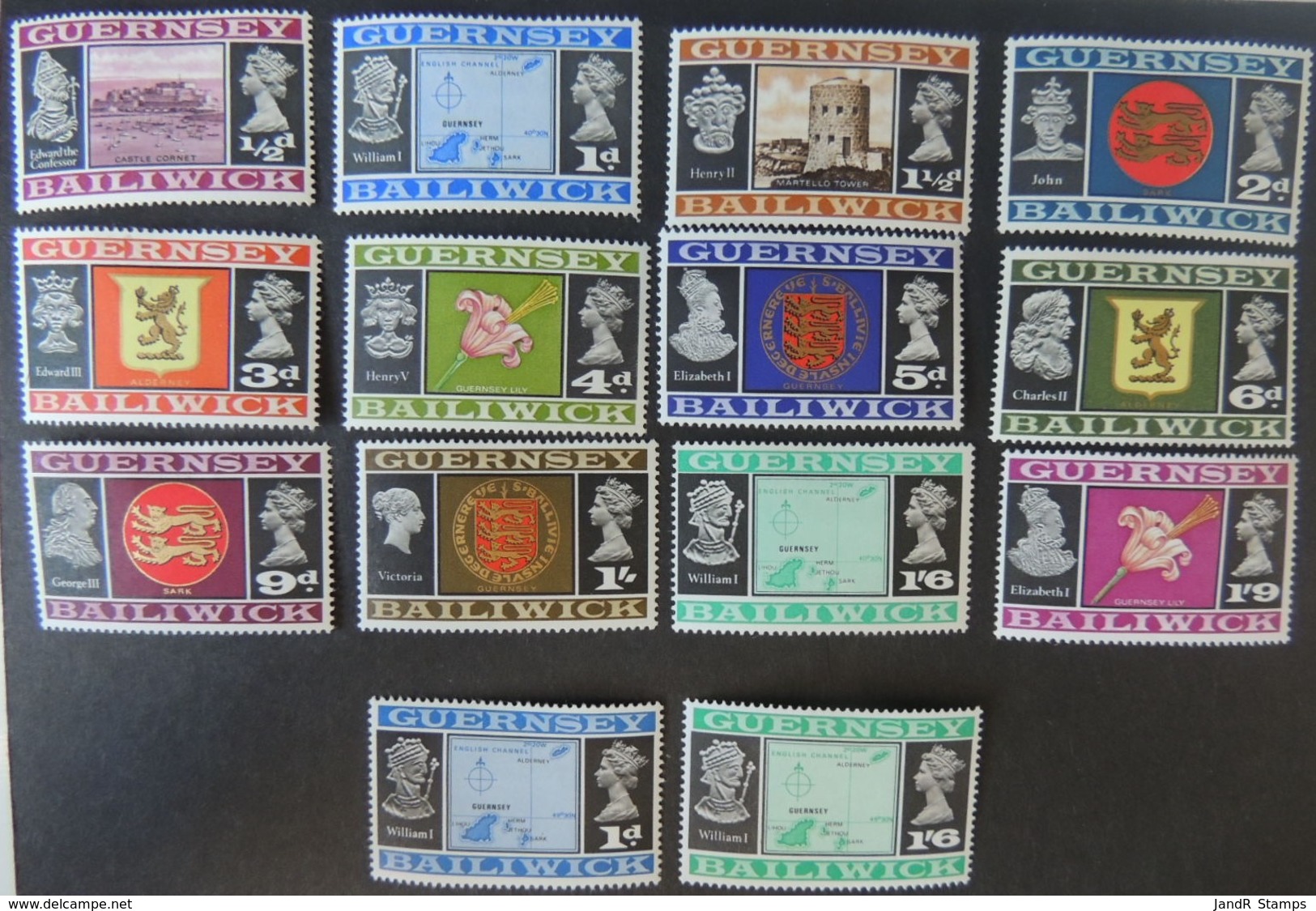 GUERNSEY 1969 POSTAL INDEPENDENCE VALUES UP TO 1/9d PLUS LATITUDE CORRECTIONS MOUNTED MINT SG13-29 - Guernsey