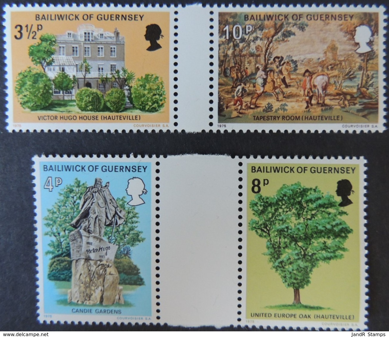 GUERNSEY 1975 VICTOR HUGO'S EXILE SET OF 4 MNH SG126-129 - Guernsey