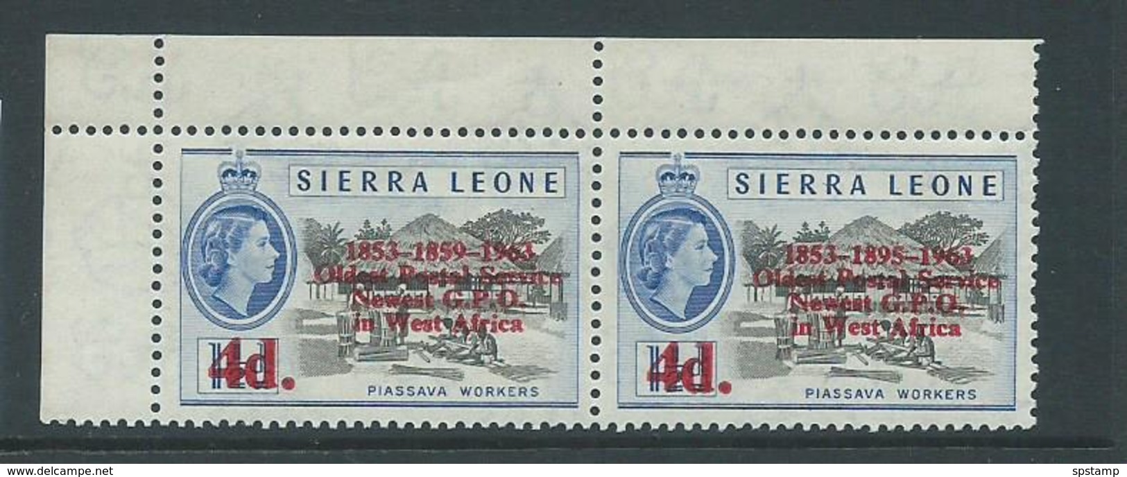 Sierra Leone 1963 Postal Anniversary 4d  " 1895 For 1859 " Variety MNH - Sierra Leone (1961-...)