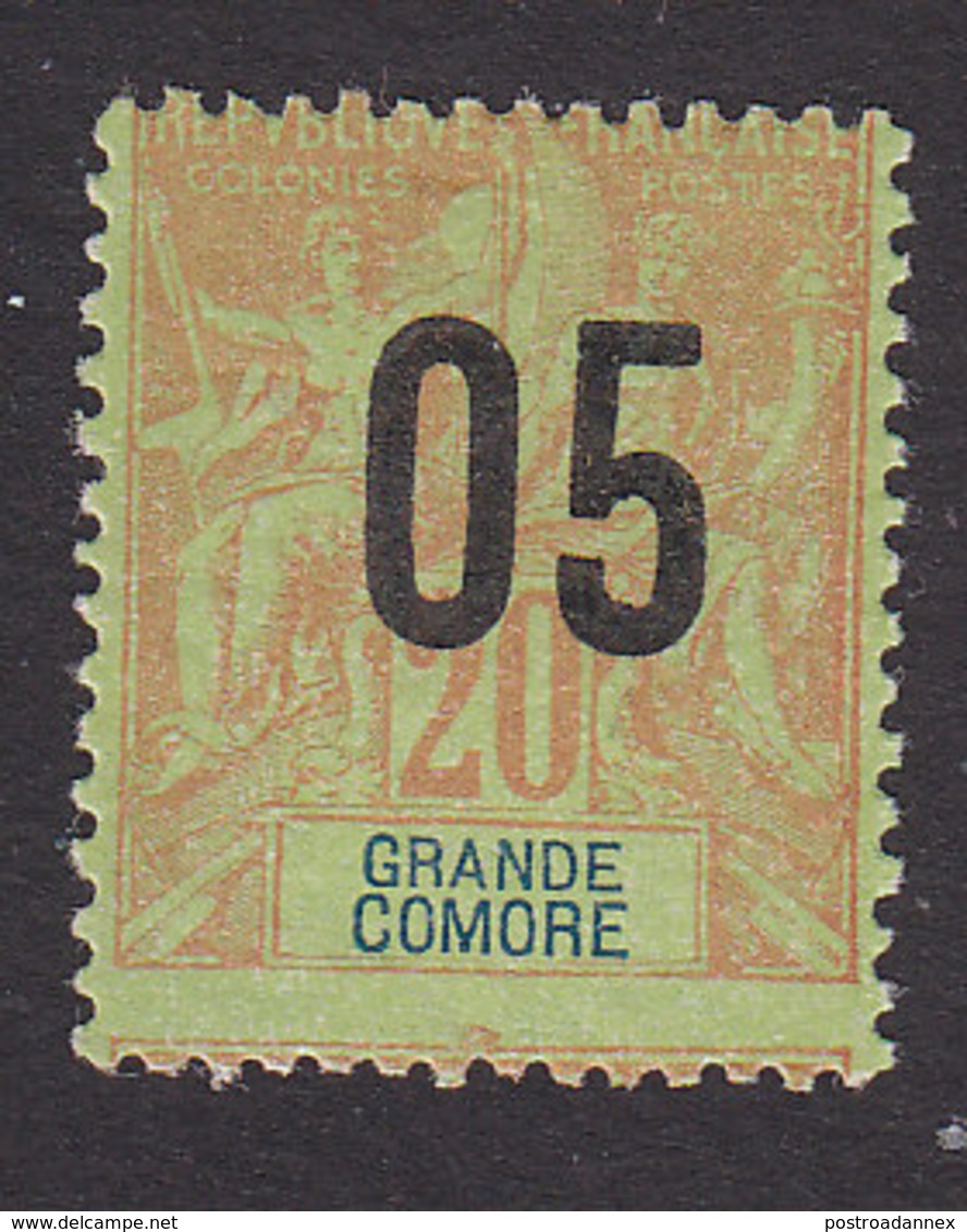 Grand Comoro, Scott #23, Mint Hinged, Navigation And Commerce Surcharged, Issued 1912 - Unused Stamps