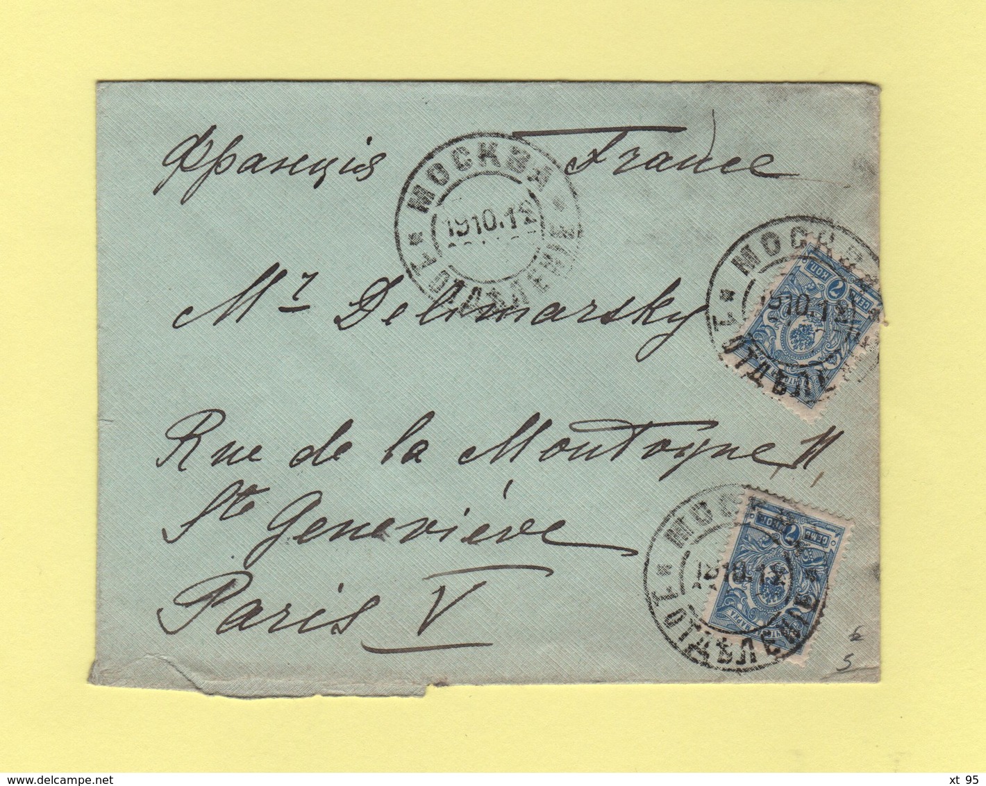 Russie - Moscou Destination France - 1910 - Cartas & Documentos