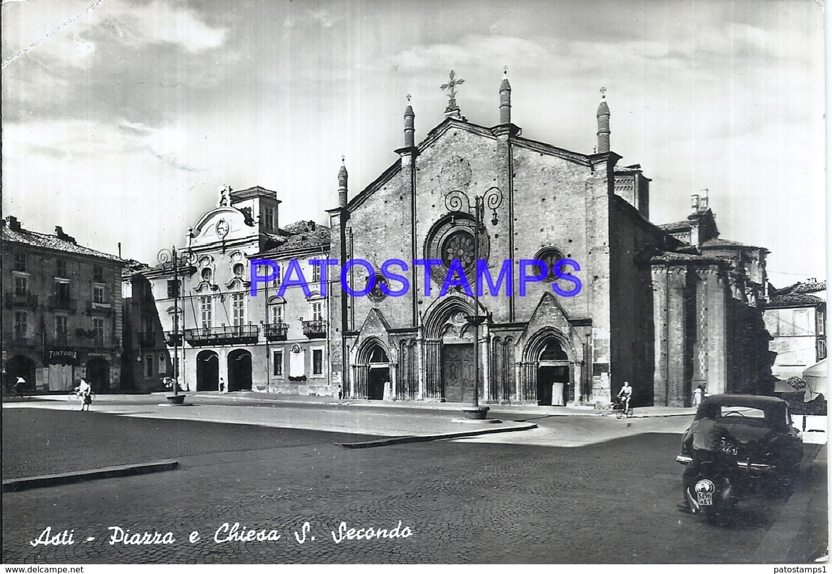 110823 ITALY ASTI PIAMONTE SQUARE & CHURCH S. SECONDE CIRCULATED TO AVELLINO POSTAL POSTCARD - Autres & Non Classés