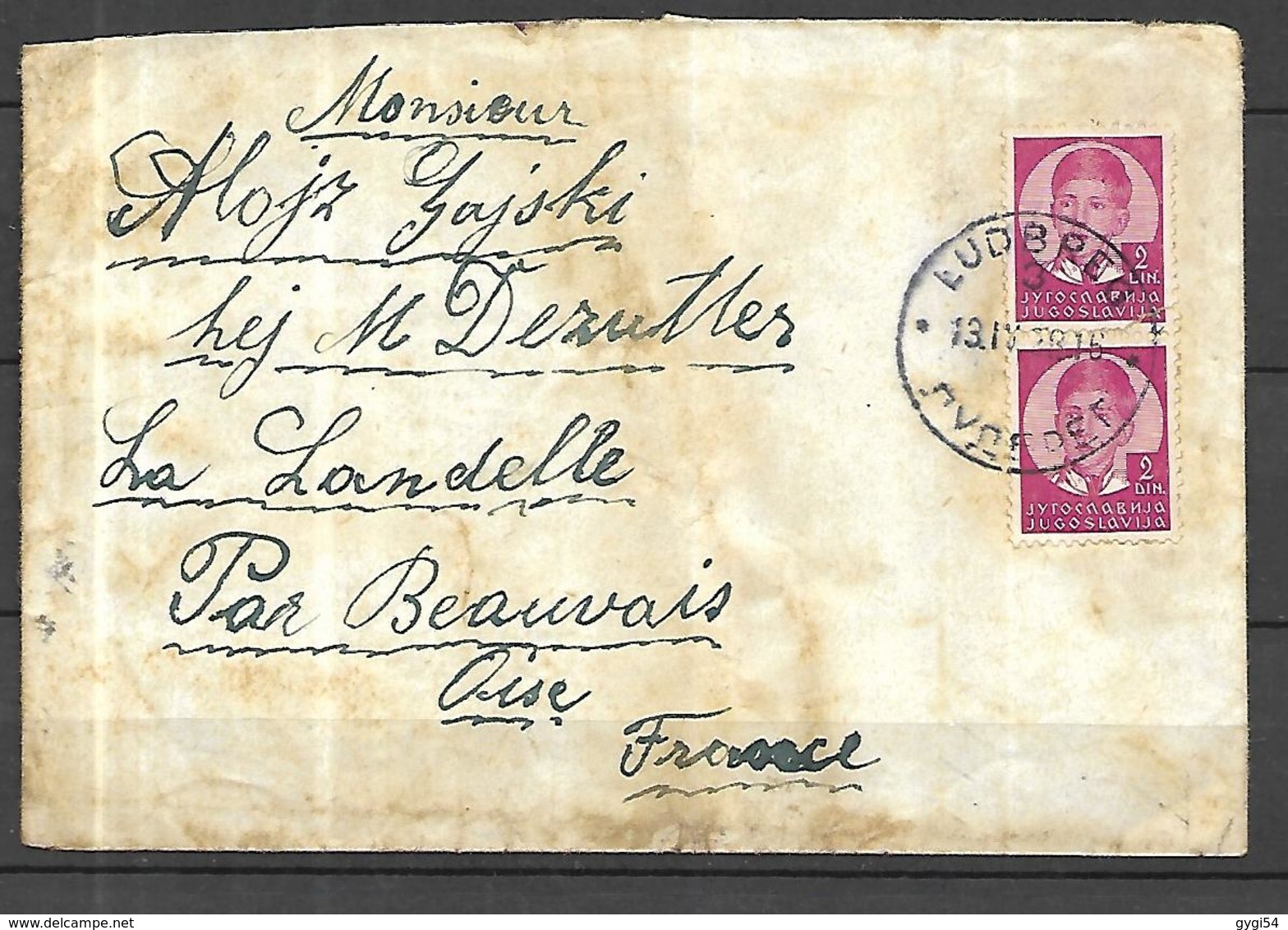 Yougoslavie   CROATIE     Lettre Du 13 04  1939 De Selo Veliki  Bukovec   Pour La Landelle  Oise ( 471  Habitants ) - Lettres & Documents