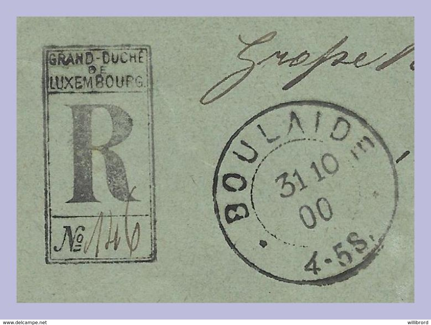 LUXEMBOURG - 50c Adolphe BOULAIDE Dbl Circle ! - 1900 Registered To Hamburg, Germany - 1891 Adolphe Frontansicht