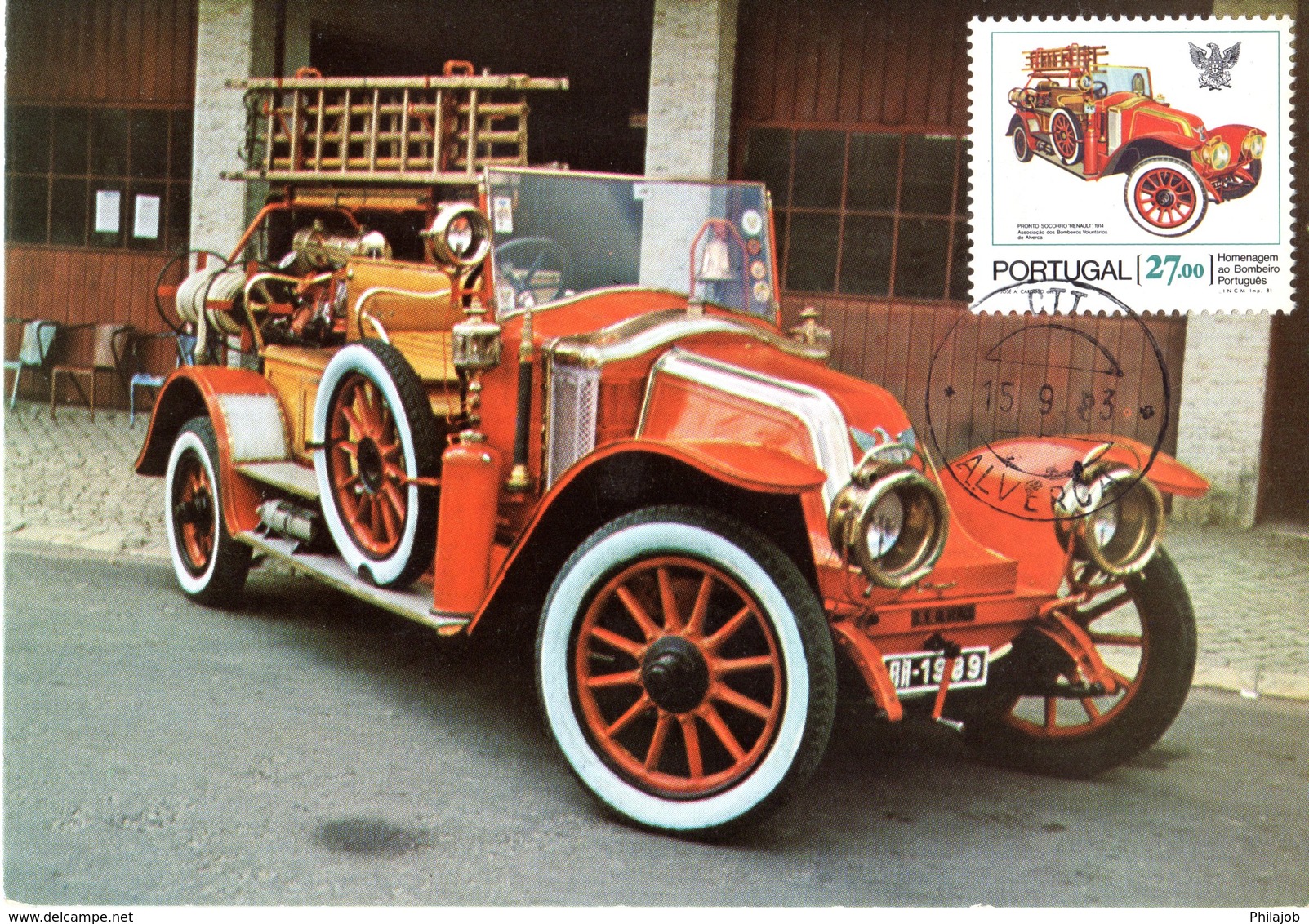 " RENAULT DE 1914 " Sur Carte Maximum Du PORTUGAL De 1983 - Firemen