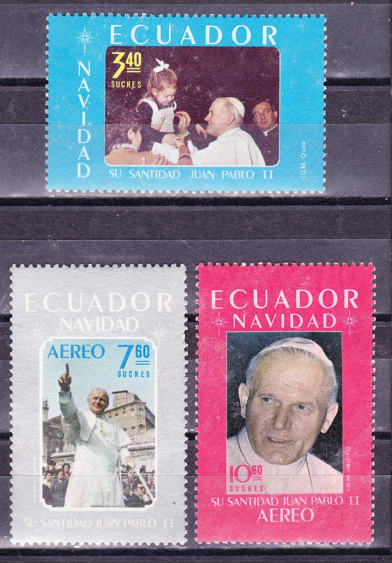 ECUADOR 1980 CHRISTMAS & VISIT OF JOHN PAUL II MNH SC# 1007 C715-C716 - Ecuador