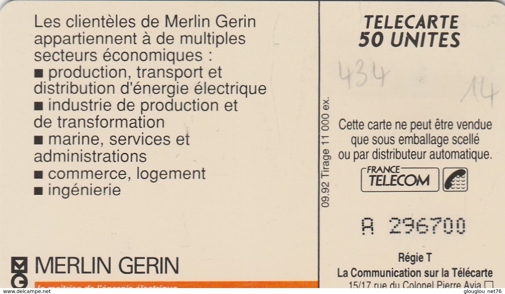 TELECARTE 50...MERLIN GERIN - 50 Unités   