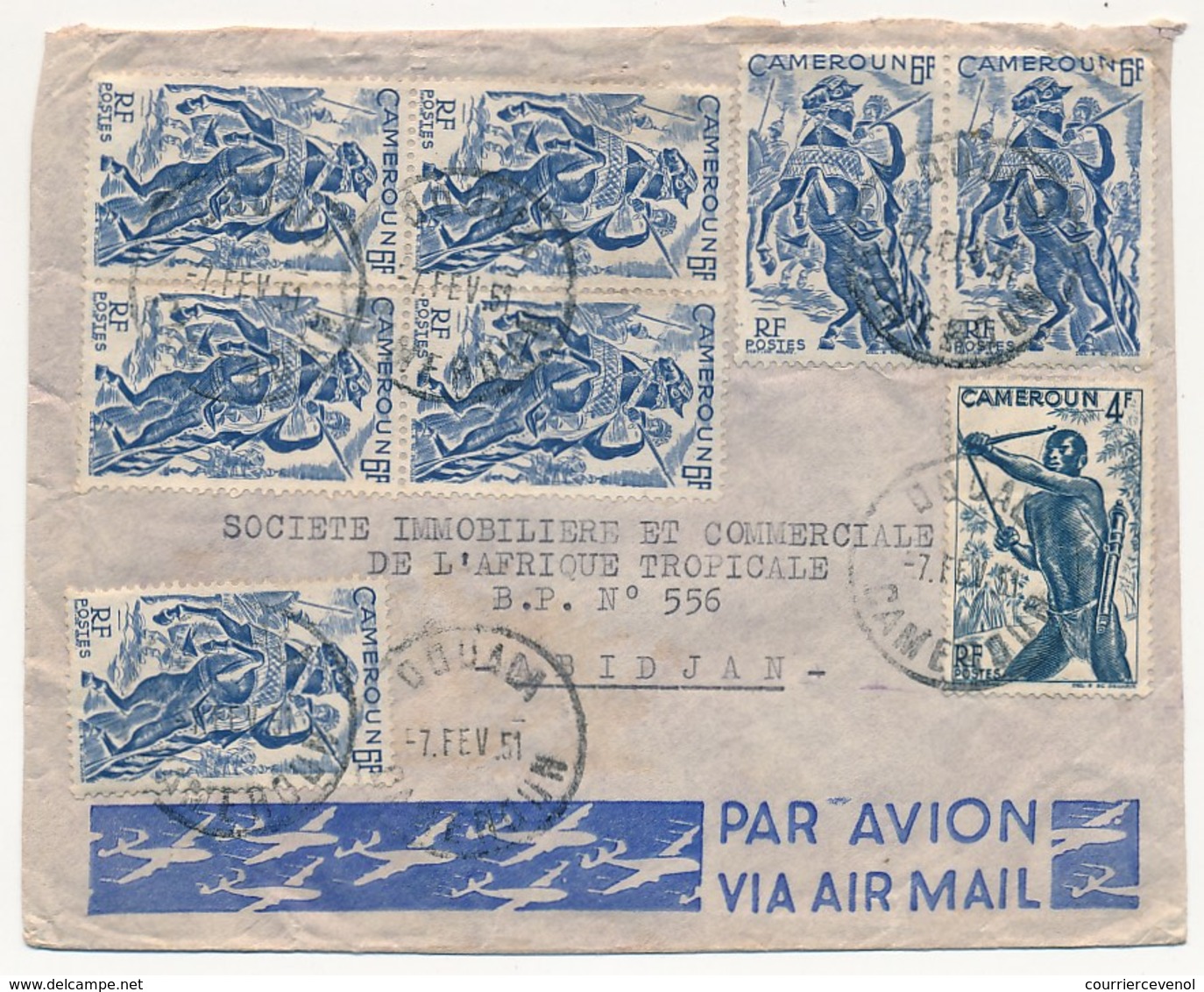 Cameroun => Enveloppe Affranchissement Composé - 11 Timbres Des Deux Cotés De L'enveloppe... Douala 1951 - Lettres & Documents