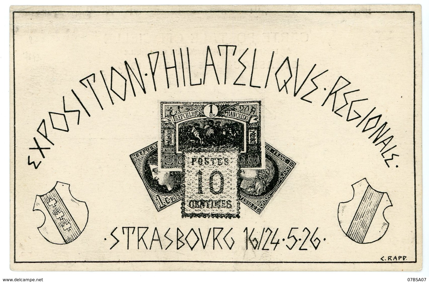 COTE 500 FRS EN 1998 BAS RHIN ENTIER POSTAL TSC 1926 EXPOSITION PHILATELIQUE DE STRASBOURG BAS RHIN NEUF - 1921-1960: Période Moderne