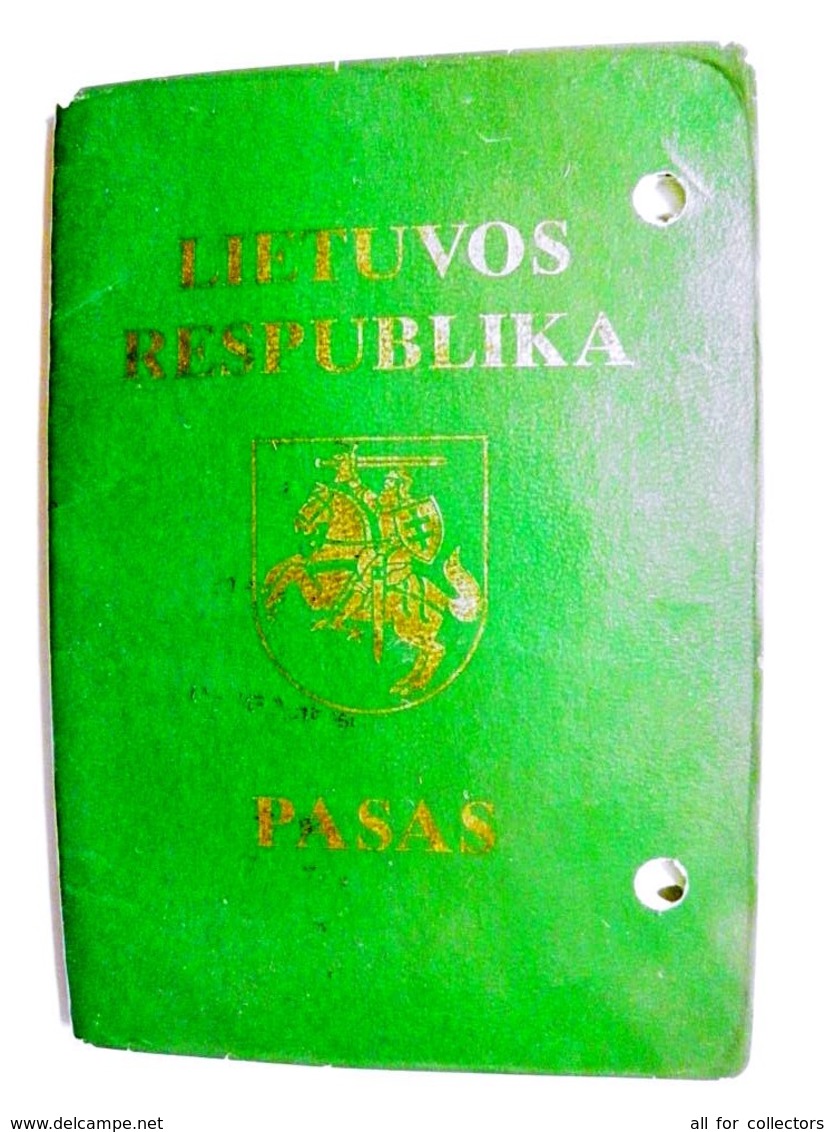 Passport Lithuania 1999 With Holes Expired VISA Russia Israel Hologram - Historical Documents