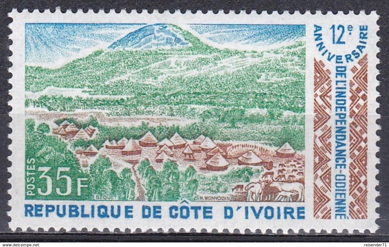 Elfenbeinküste Ivory Coast Cote D'Ivoire 1972 Geschichte Unabhängigkeit Independence Landschaften Landscapes, Mi. 413 ** - Côte D'Ivoire (1960-...)